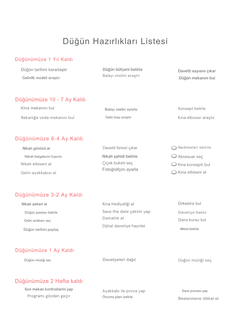 Düğün öncesi zaman yönetimi