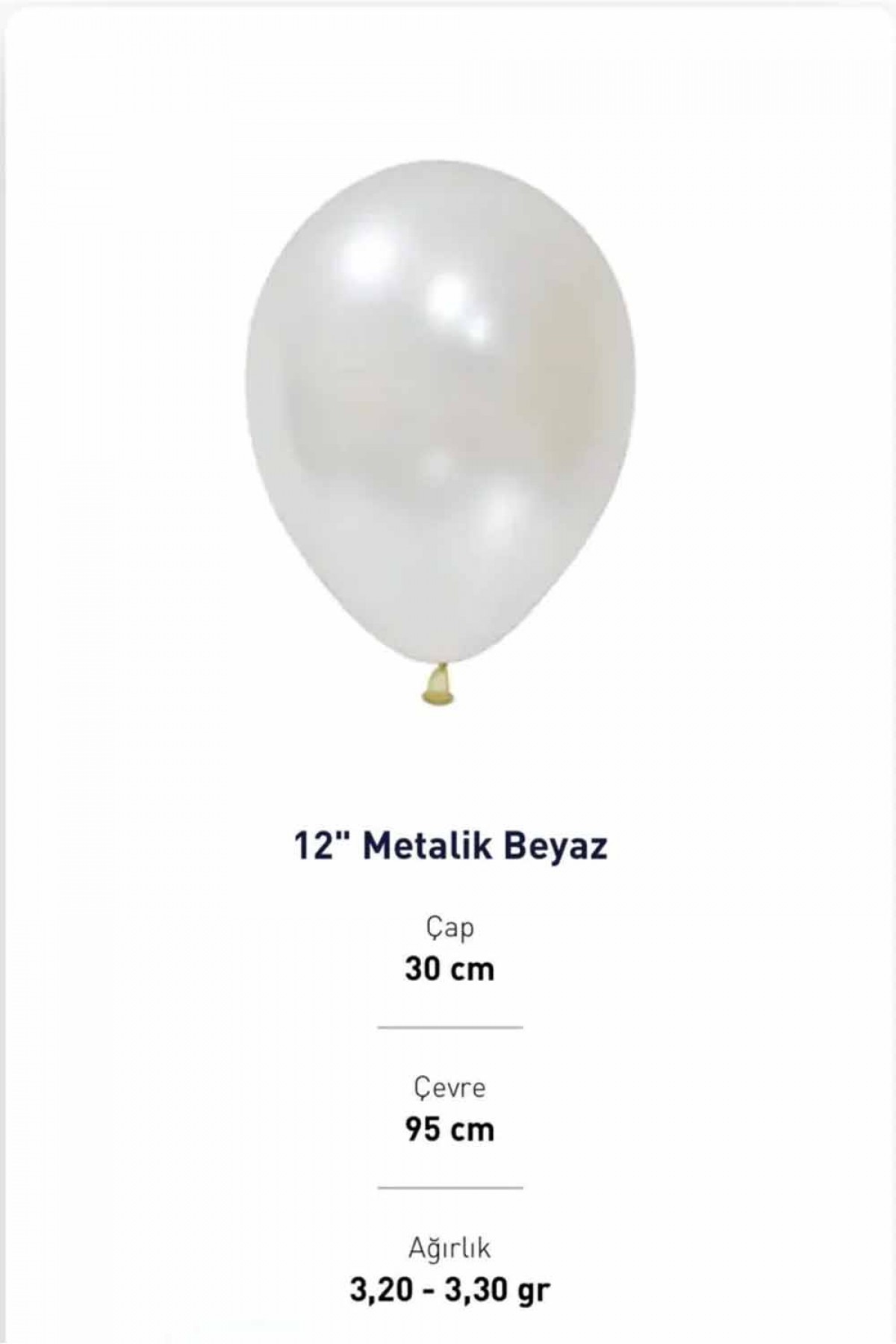 12” Metalik Beyaz Balon Evi 100’lü