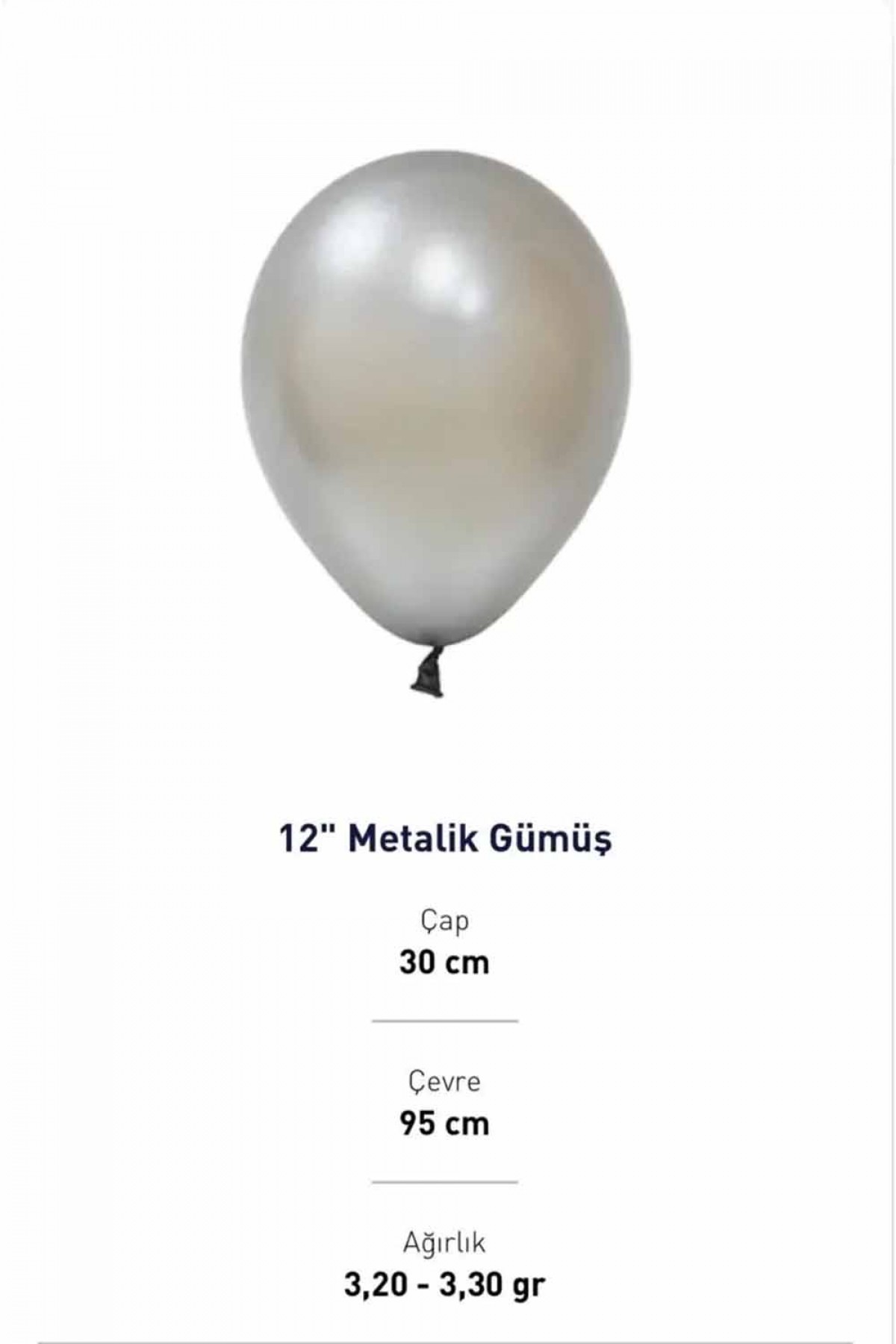 12” Metalik Gümüş Balon Evi 100’lü