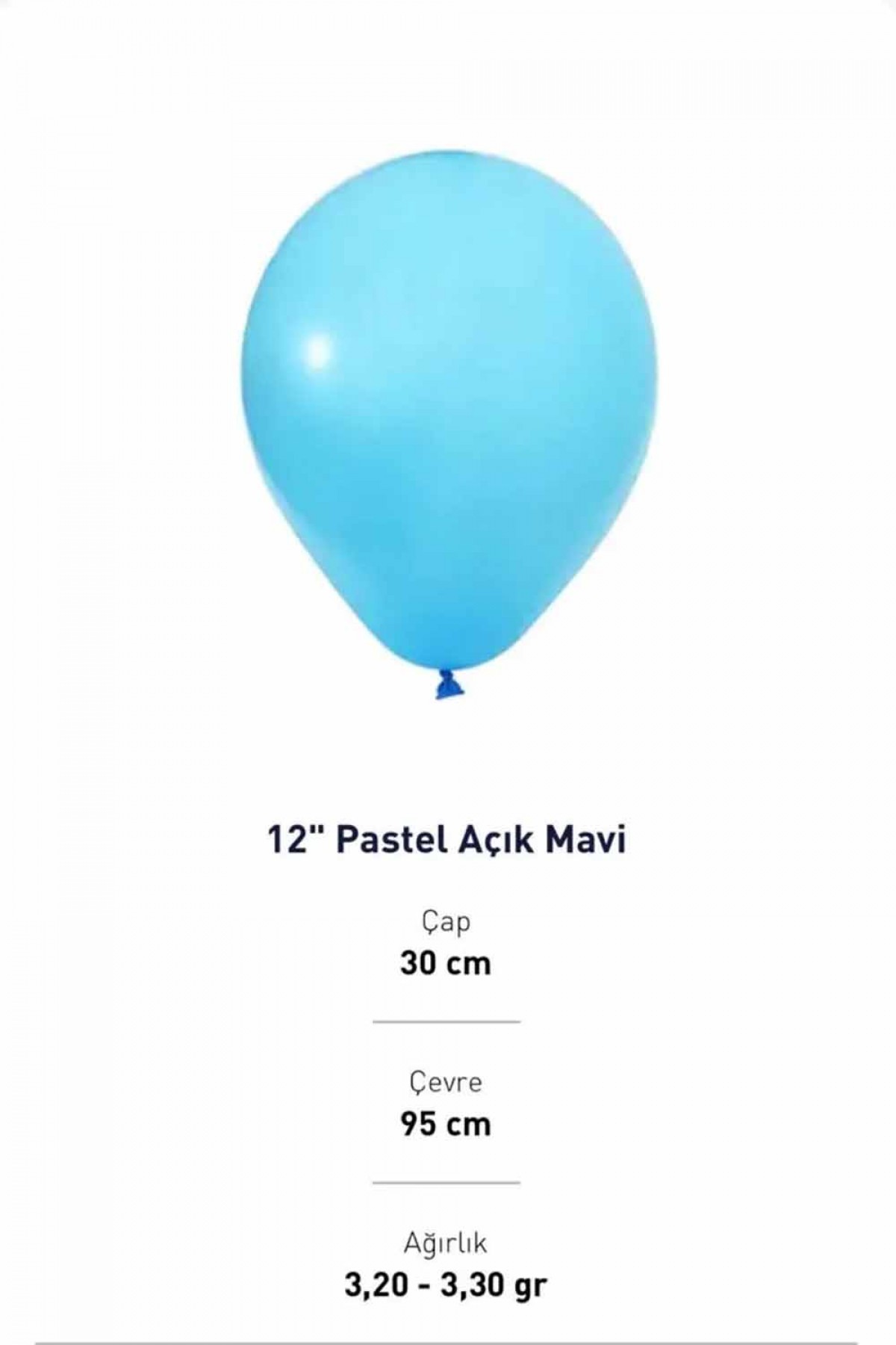 12” Pastel Açık Mavi Balon Evi 100’lü
