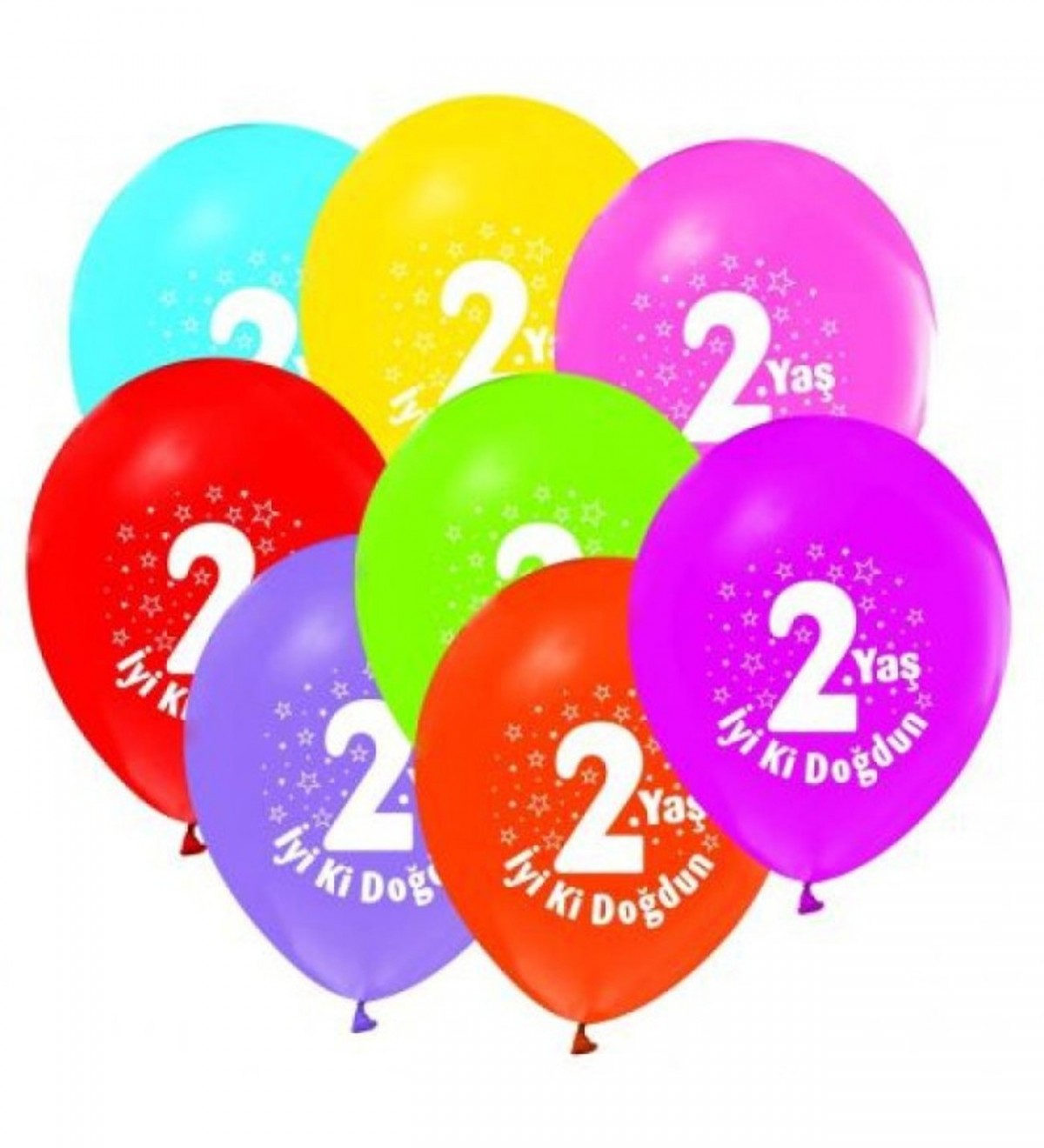 2 Yaş İyiki Doğdun Baskılı Yuvarlak Balon