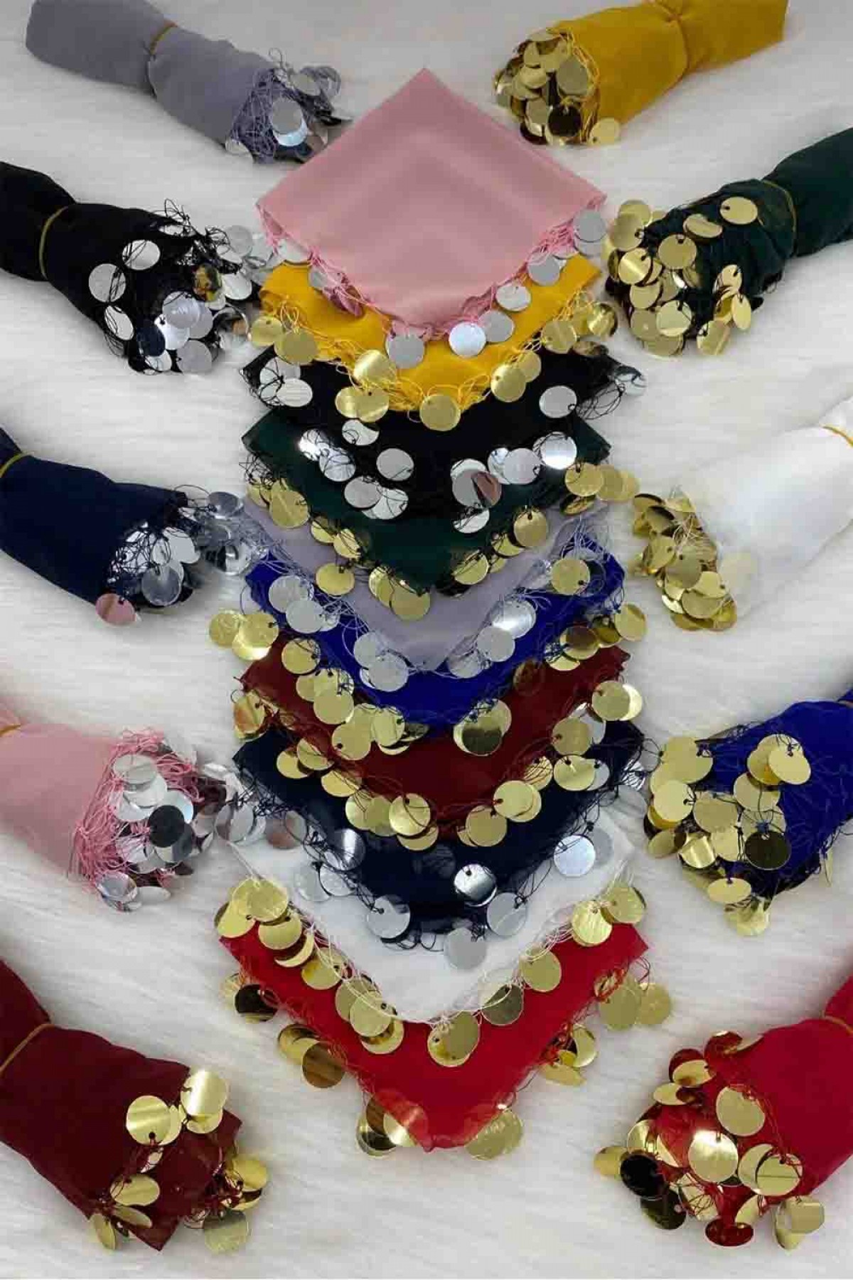 25×25 Şifon Pullu Halay Mendli 8 Renk