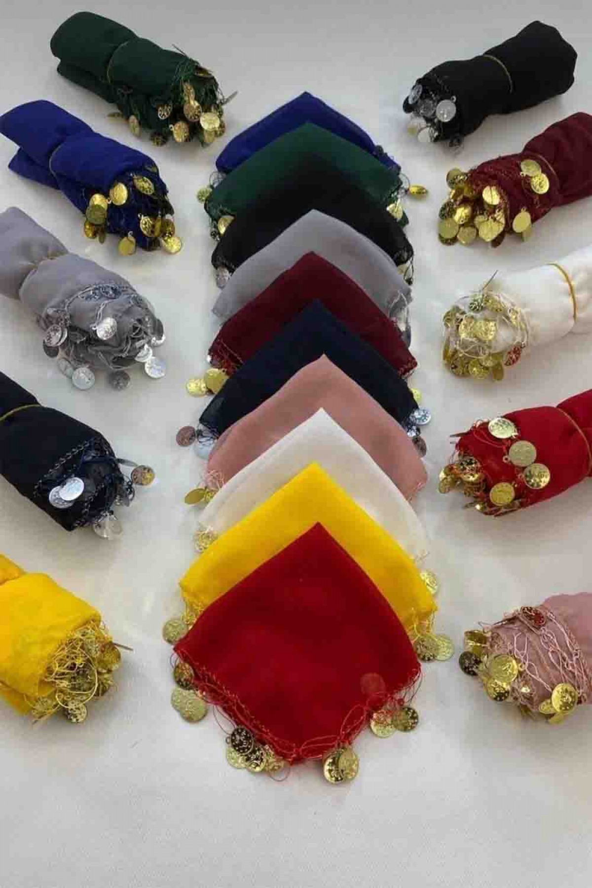 30×30 Şifon Pullu Halay Mendli 9 Renk