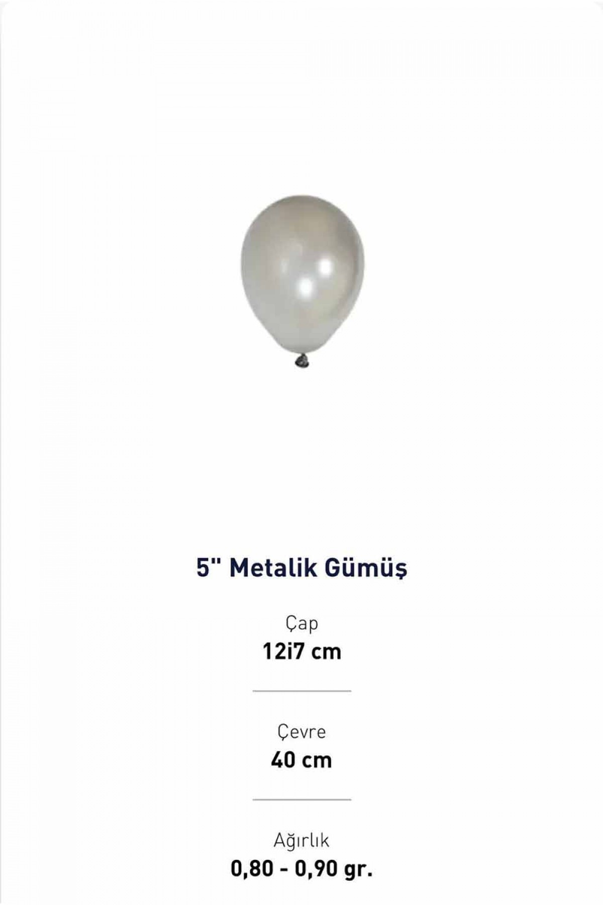 5” Metalik Gümüş Balon Evi 100’lü