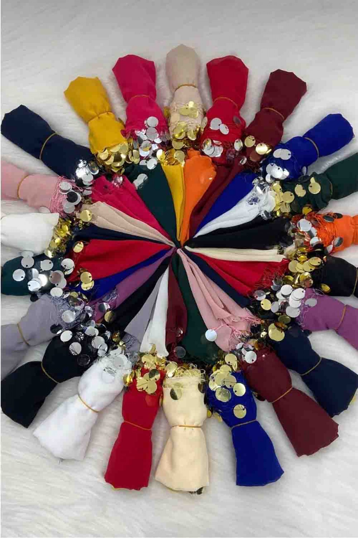 50×50 Şifon Pullu Halay Mendli 9 Renk