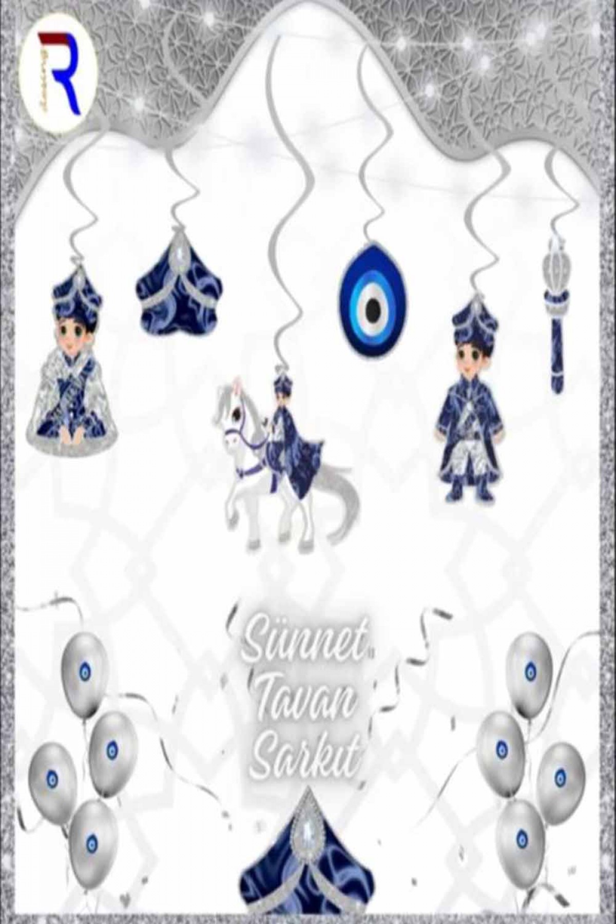 6’lı Gümüş Sünnet Tavan Sarkıt Süsü