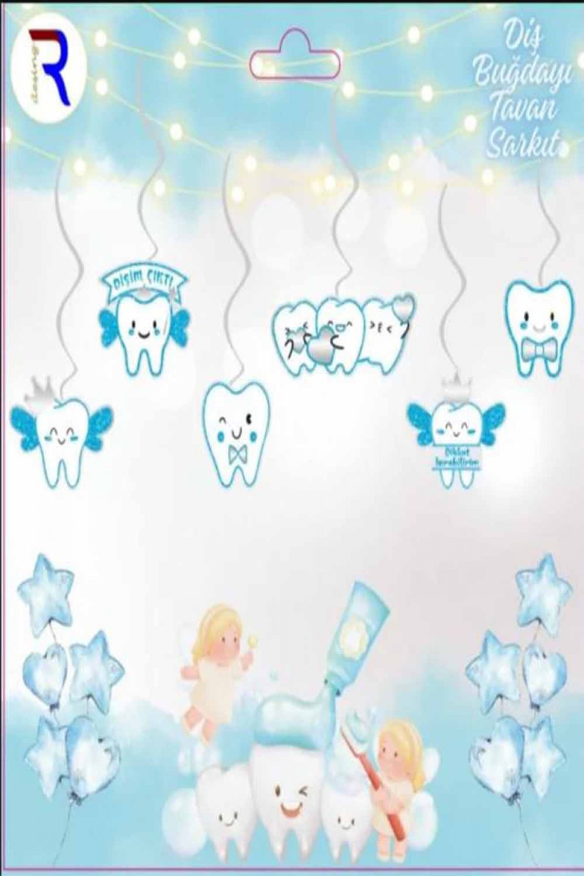 6’lı Mavi Dişim Çıktı Tavan Sarkıt Süsü