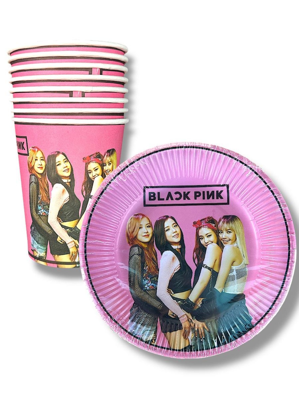 Black Pınk Karekterli Tabak Bardak 8’li Black Pınk Karekterli Tabak Bardak 8’li