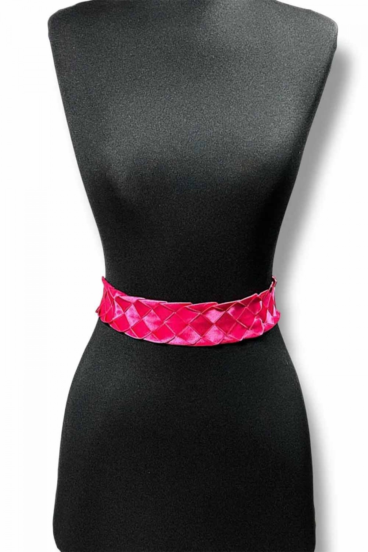 Fuşya Örgülü Taşlı Gelin Kemeri