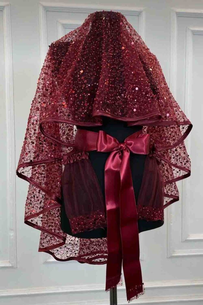 Bordo Otantik Model  3’lü Takım Duvak