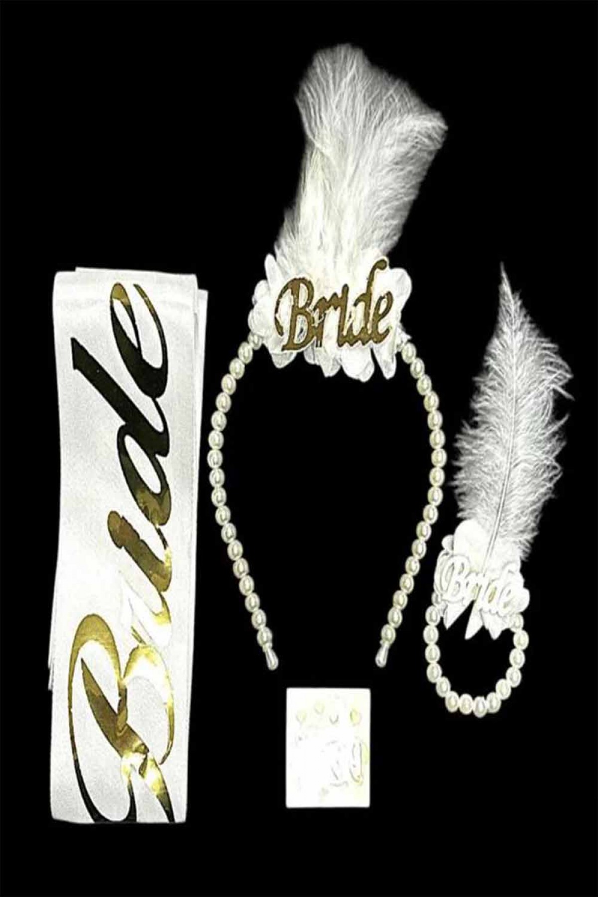 Bride 4’lü İncili Set Gold Gümüş