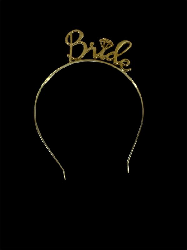 Bride Yazılı Metal Gold Taç