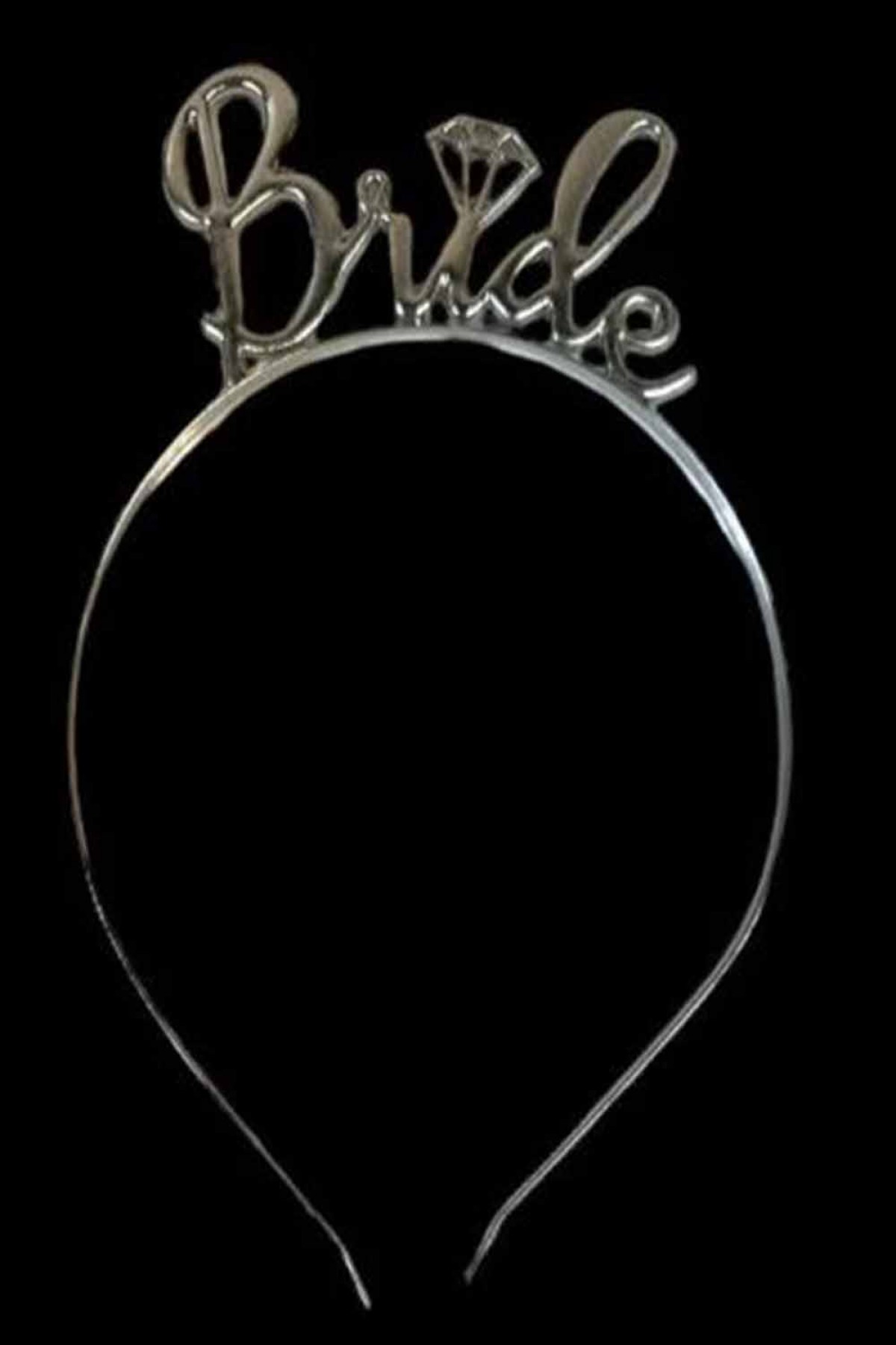Bride Yazılı Metal Gümüş Taç