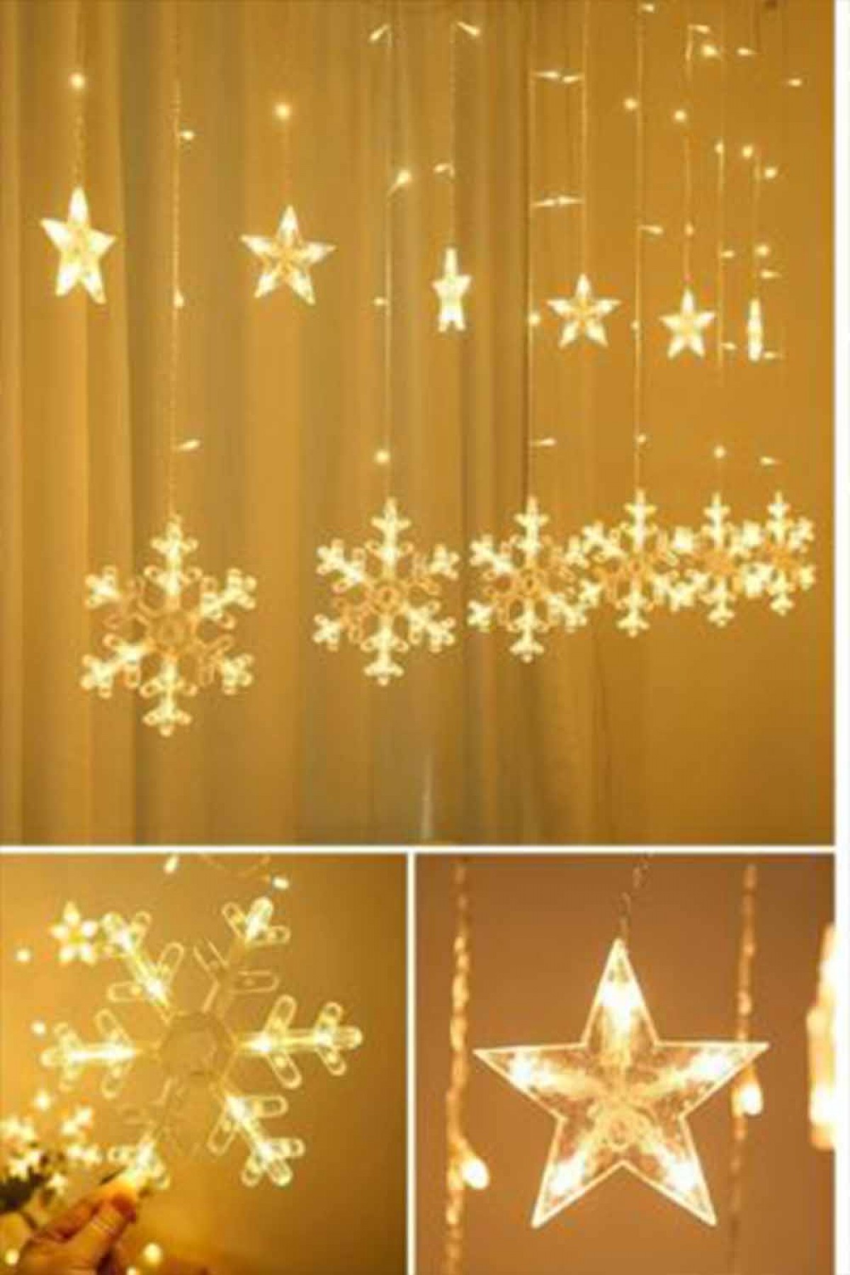 Büyük Saçak Kar Tanesi 80-50 Cm Perde Led Büyük Saçak Kar Tanesi 80-50 Cm Perde Led