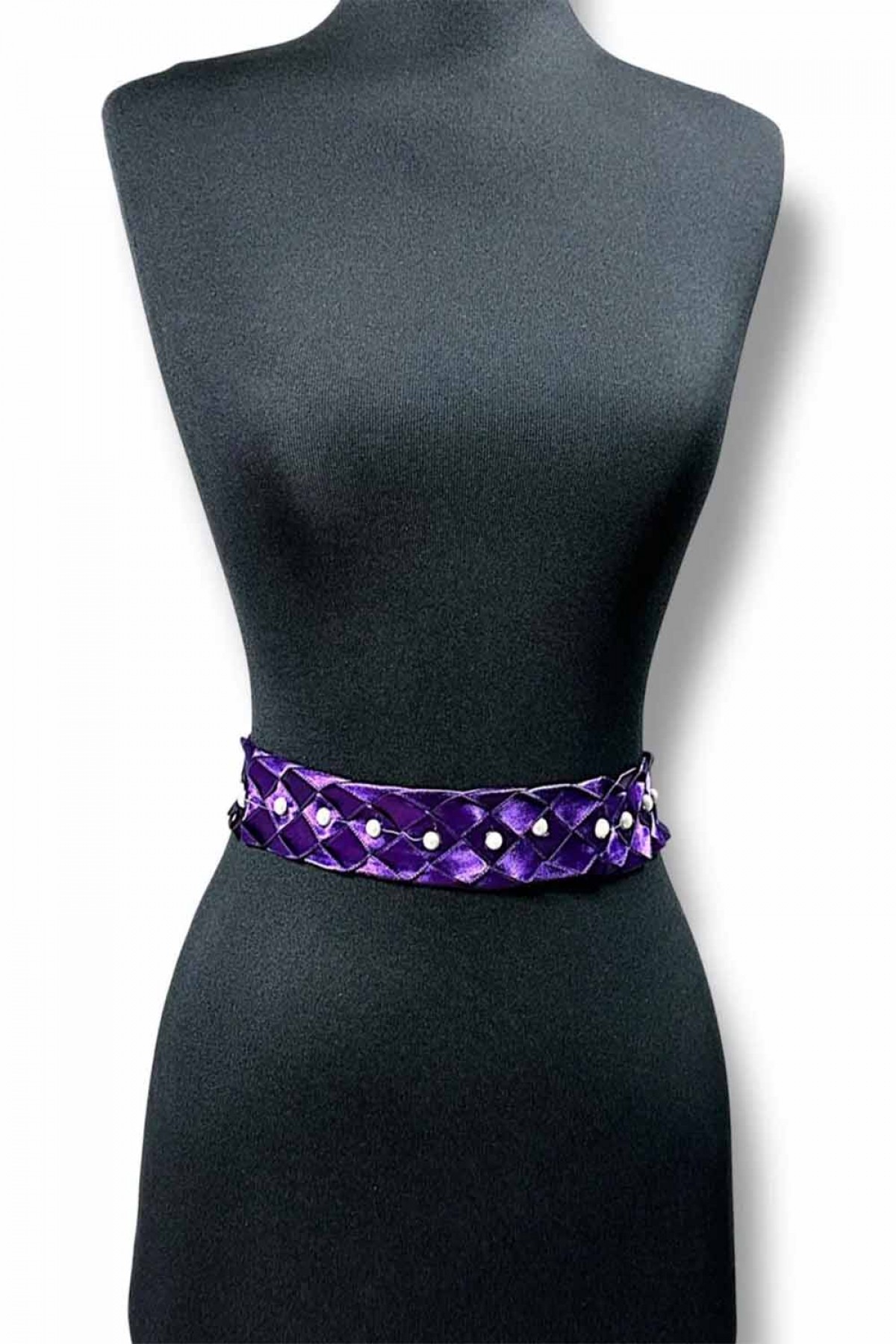 Mor Örgülü Taşlı Gelin Kemeri