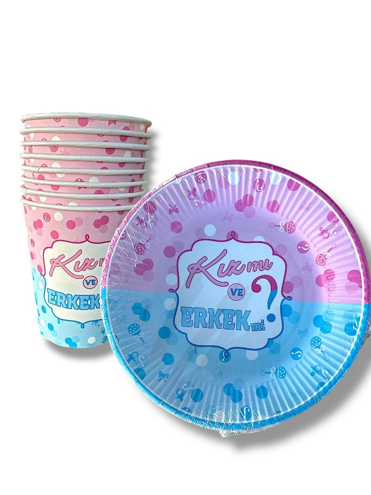 Cinsiyet Karekterli Tabak Bardak 8’li Cinsiyet Karekterli Tabak Bardak 8’li