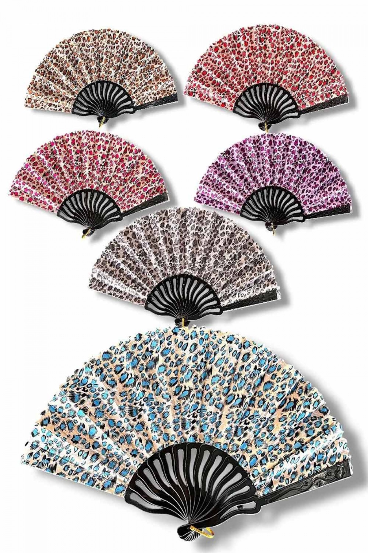 Plastik Leopar Desenli Yelpaze 12’li