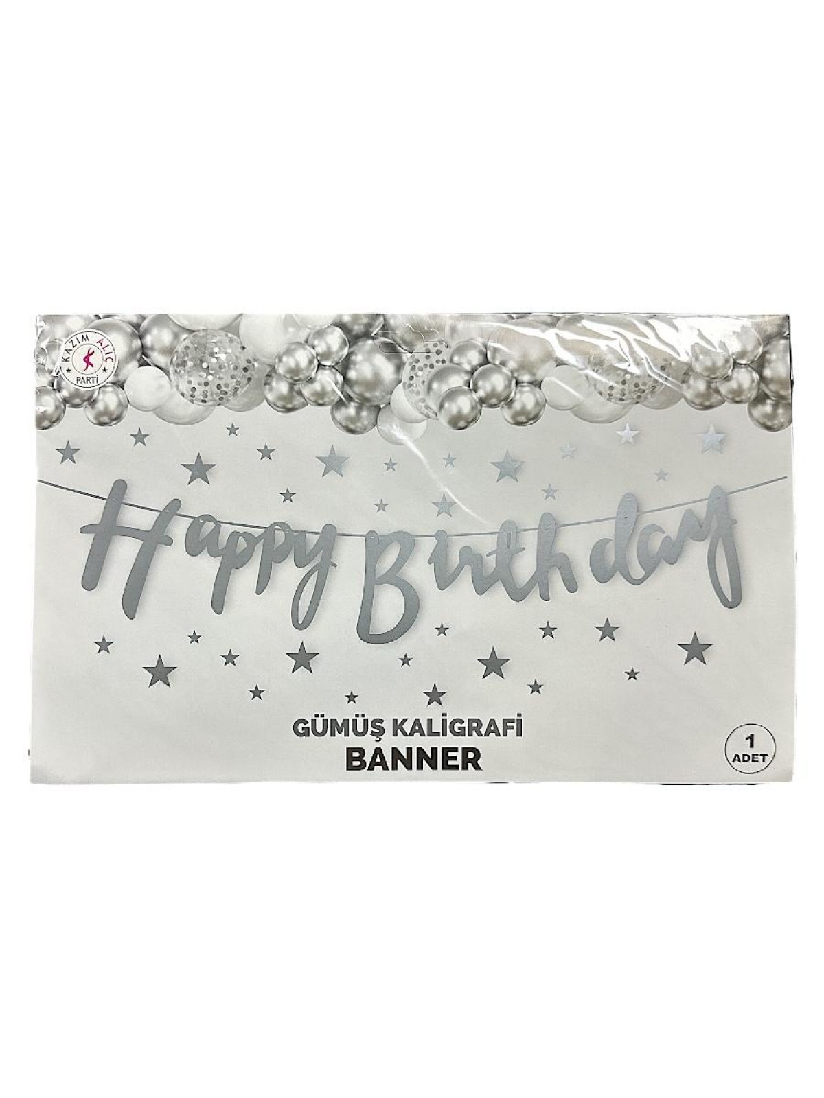 Gümüş Happy Birthday Kaliğrafi Yazı Banner