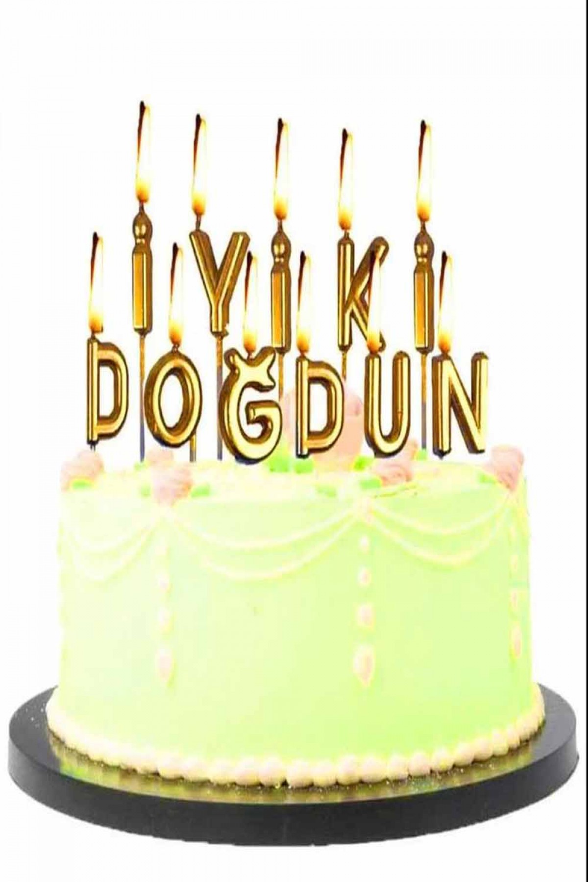 İyiki Doğdun Gold Gümüş Yazılı Pasta Mumu