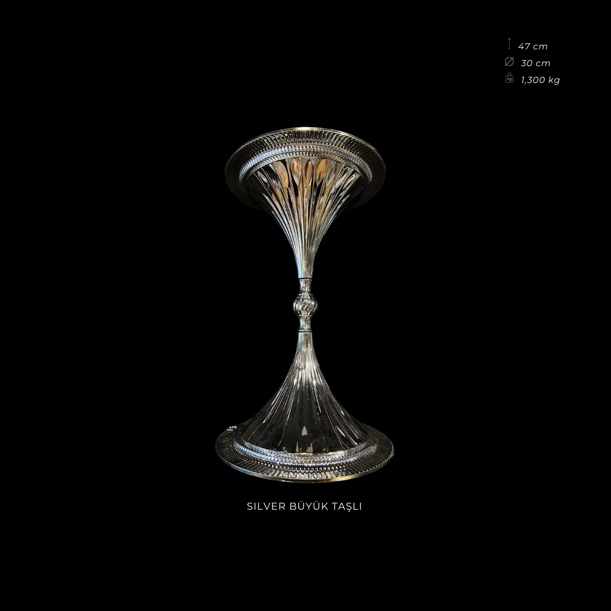 Kadeh Vazo Gümüş Büyük Taşlı