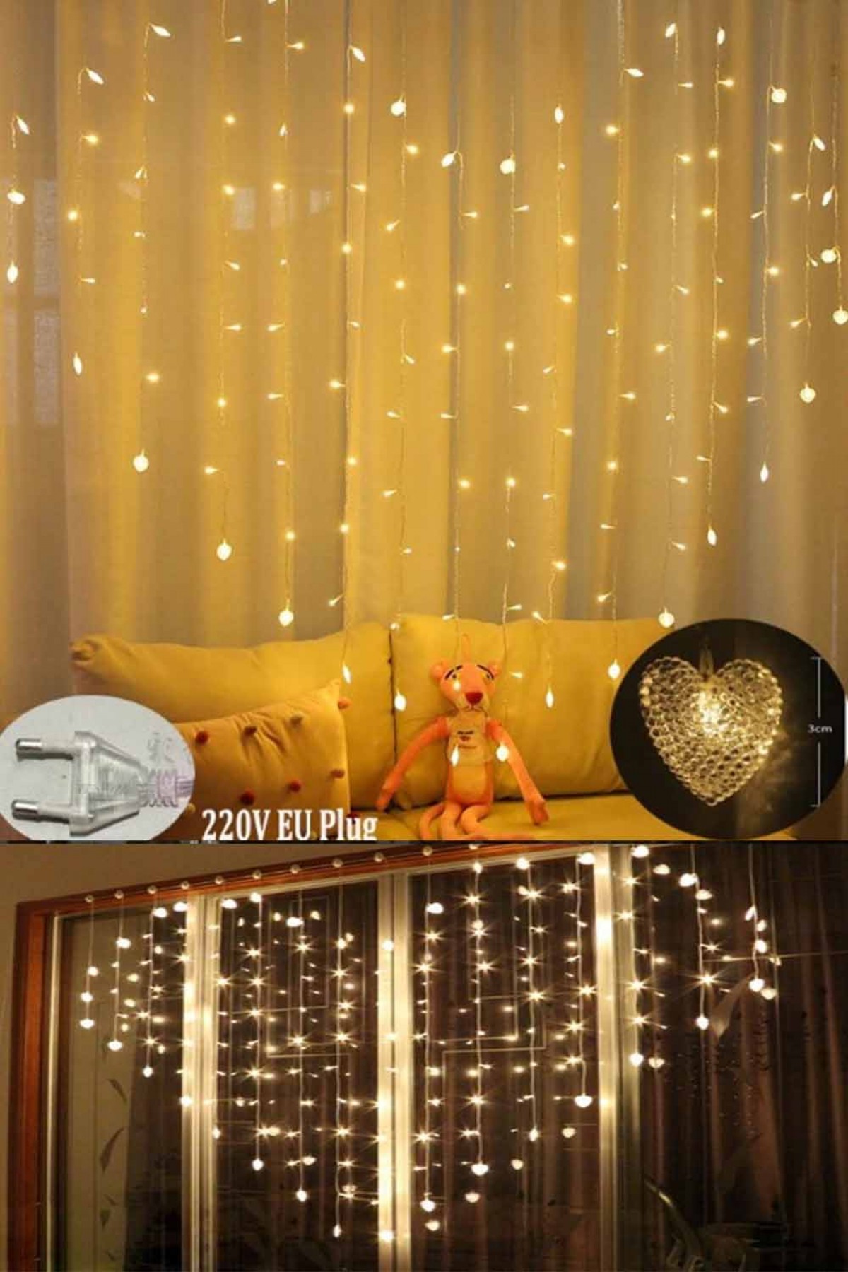 Kalp Şeklinde Perde Led Fişli Günışığı Kalp Şeklinde Perde Led Fişli Günışığı