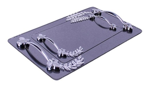 KARE YAPRAK MODEL GÜMÜŞ NİŞAN TEPSİ 2’Lİ