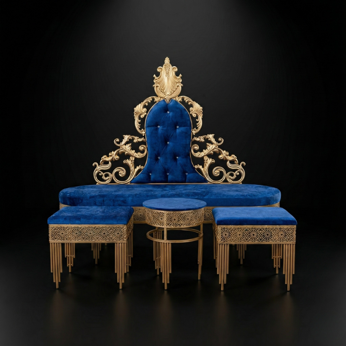 Lacivert Kadife Gümüş Boncuk Nişan Tepsisi Lacivert Kadife Gümüş Boncuk Nişan Tepsisi