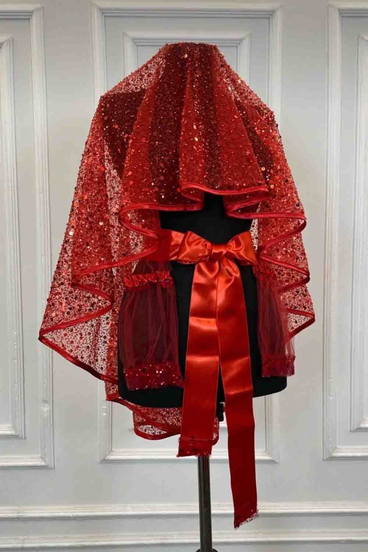 Kırmızı Otantik Model  3’lü Takım Duvak