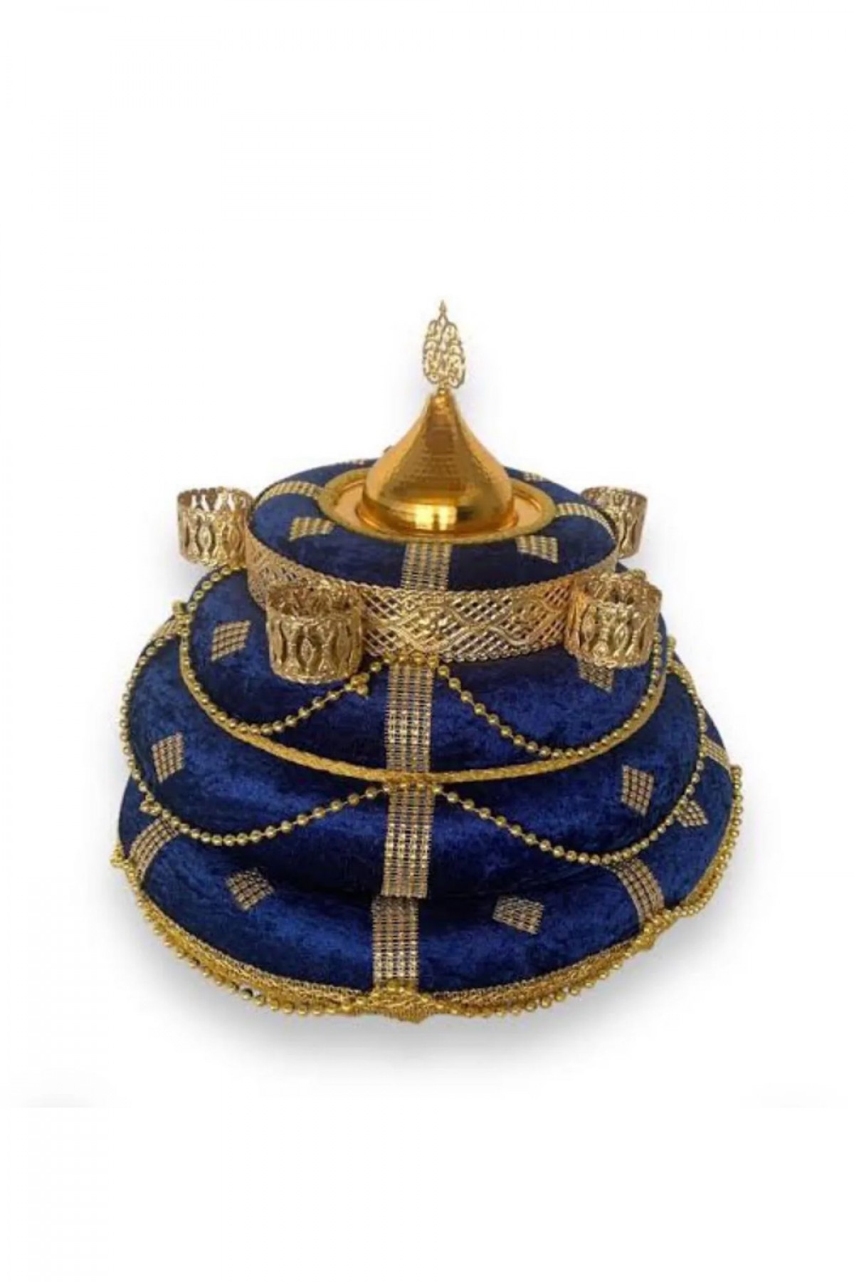 Kubbeli Üç Katlı Lacivert  Lüks Sepet Takımı