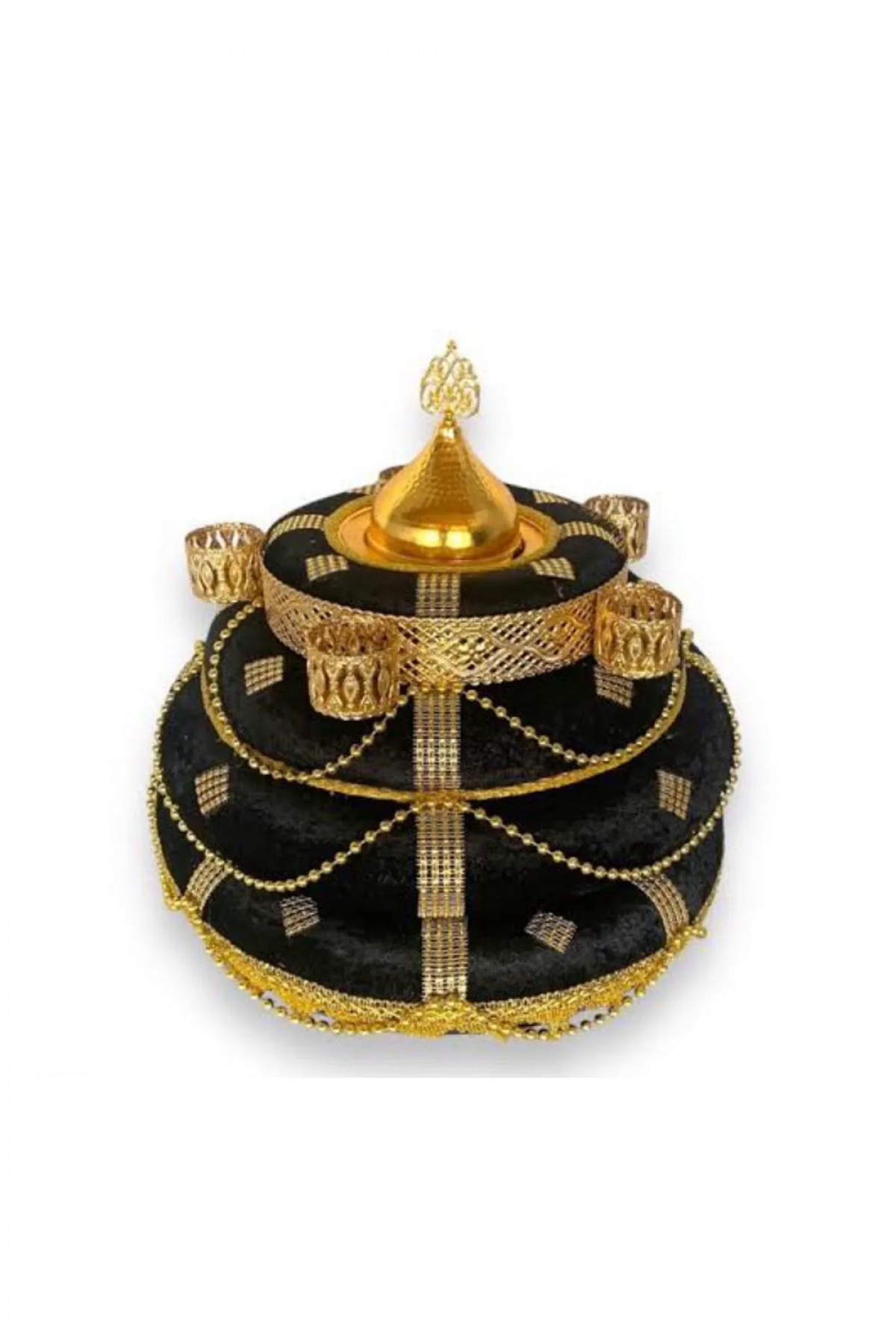 Kubbeli Üç Katlı Siyah Lüks Sepet Takımı