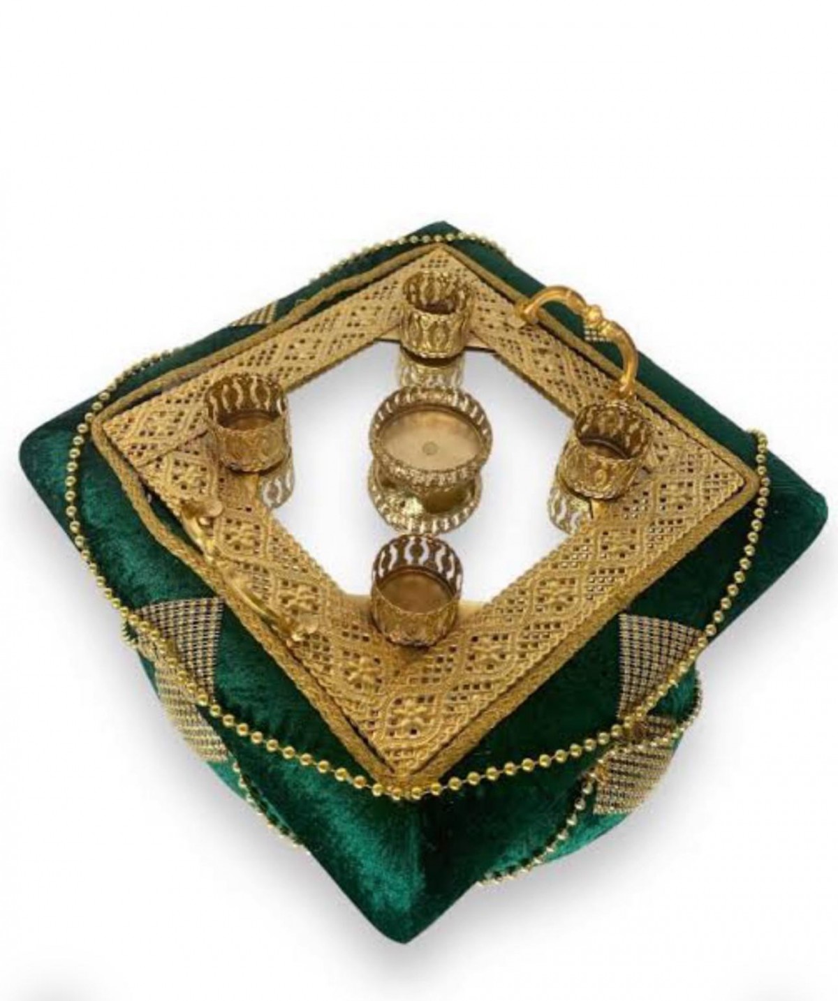 Kubbeli Kare Model Yeşil Lüks Sepet Takımı