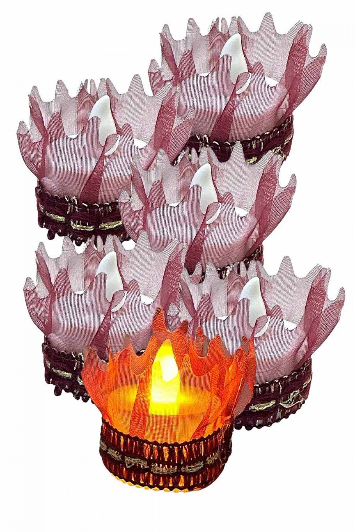 Tekli Paket Alım Ledli El Gülü Bordo Fırfırlı 12’li