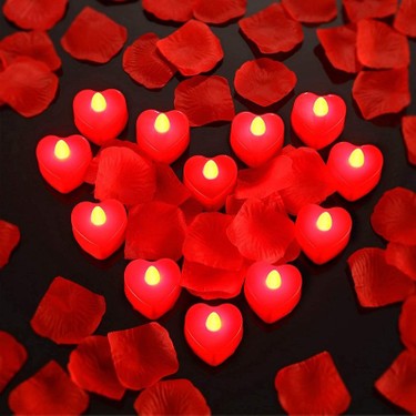 Ledli Kırmızı Kalpli El Mumu 24 Adet