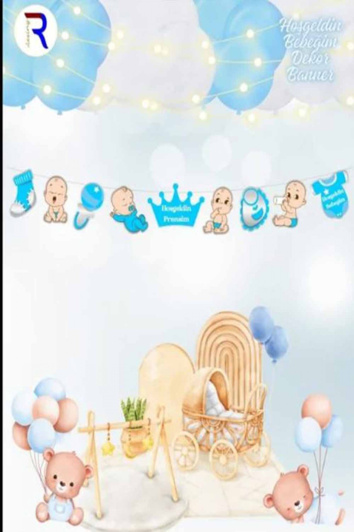 Mavi Hoş Geldin Prensesim Duvar Dekor Süsü Mavi Hoş Geldin Prensesim Duvar Dekor Süsü