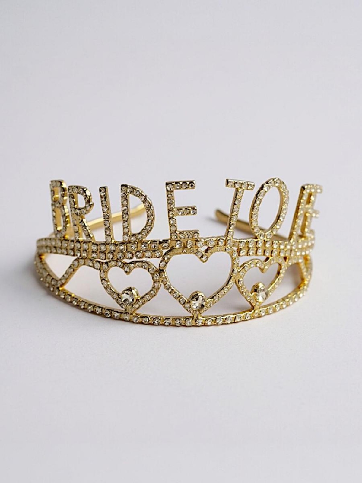 Metal Taşlı Bride To Be Yarım Tur Taç Gold Metal Taşlı Bride To Be Yarım Tur Taç Gold