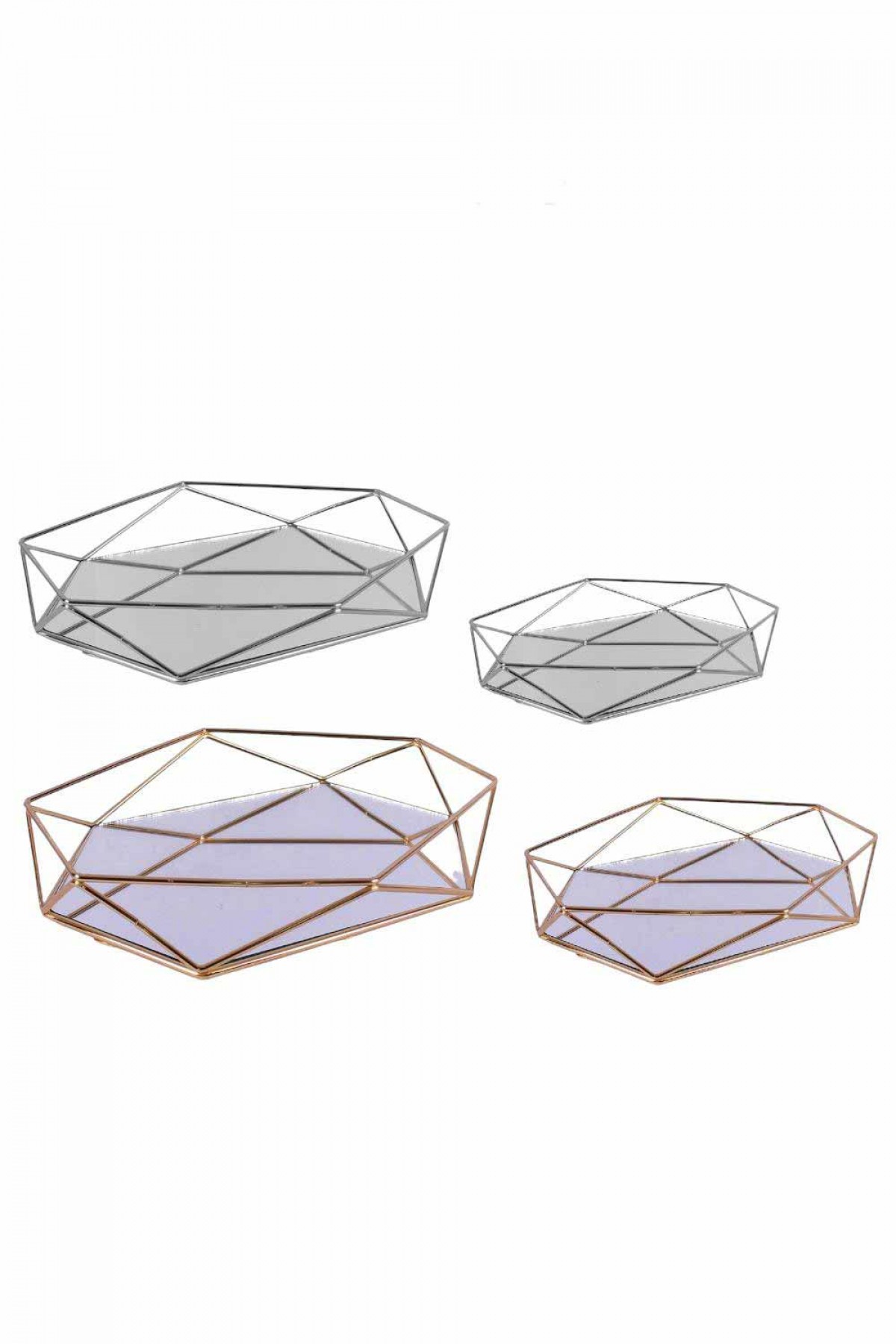 Nişan Tepsisi Prizma Model Gold Gümüş