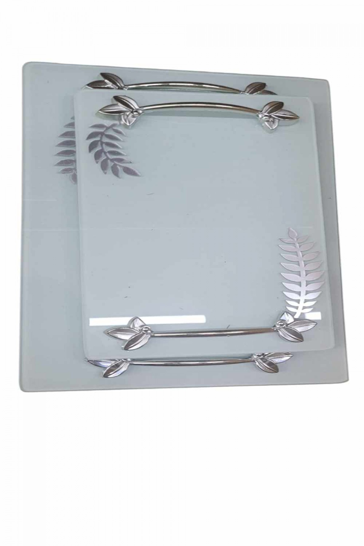Nişan Tepsisi Yaprak Kare Gold Gümüş