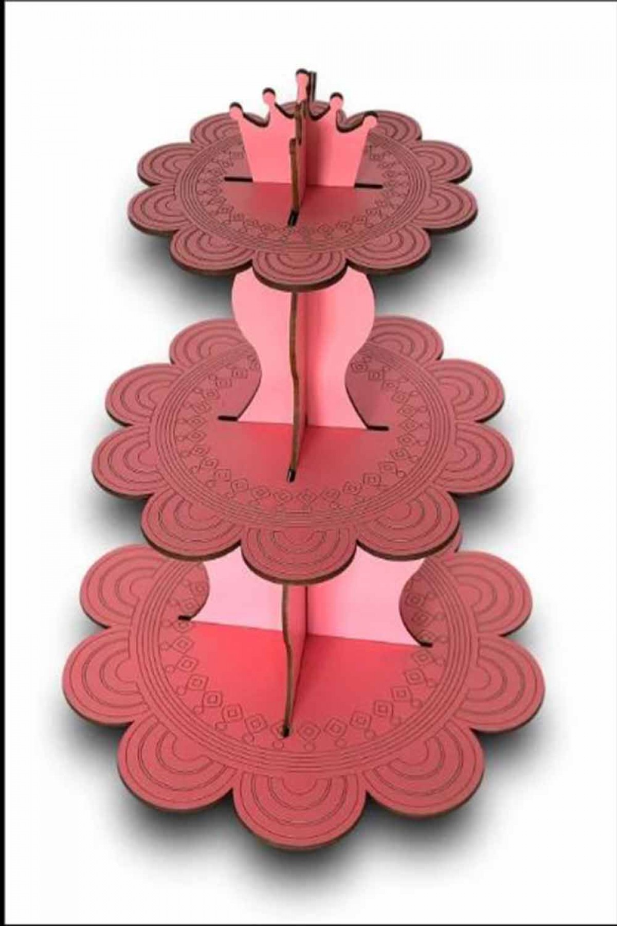 Pembe Ahşap Kek Standı