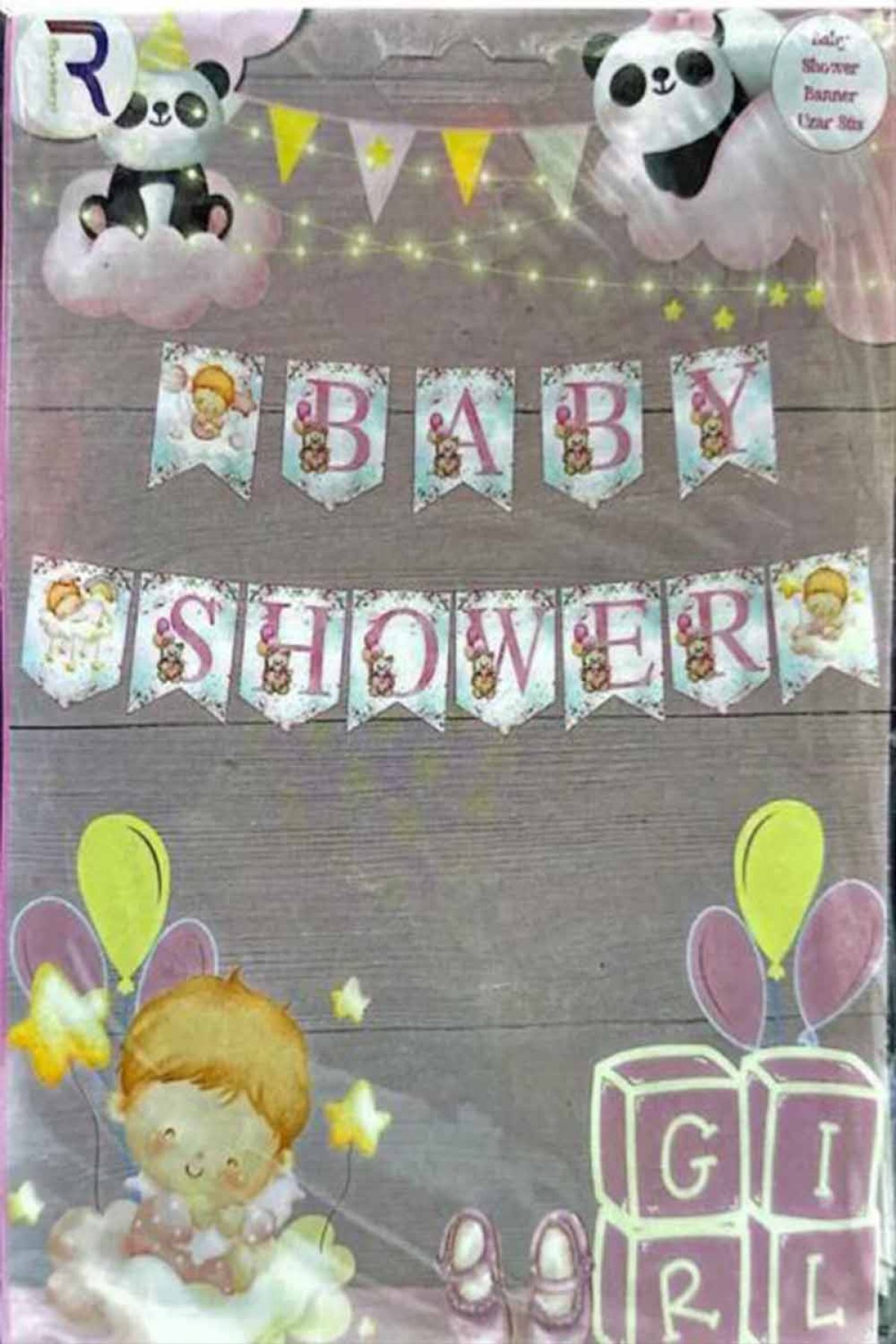 Pembe Baby Shower Banner Uzar Süs