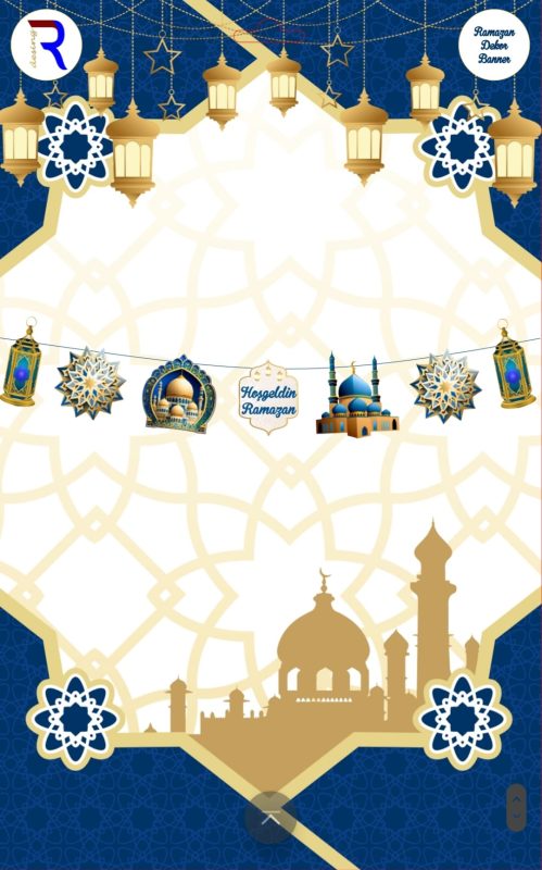 Ramazan Ayı Duvar Dekor Süsü Mavi