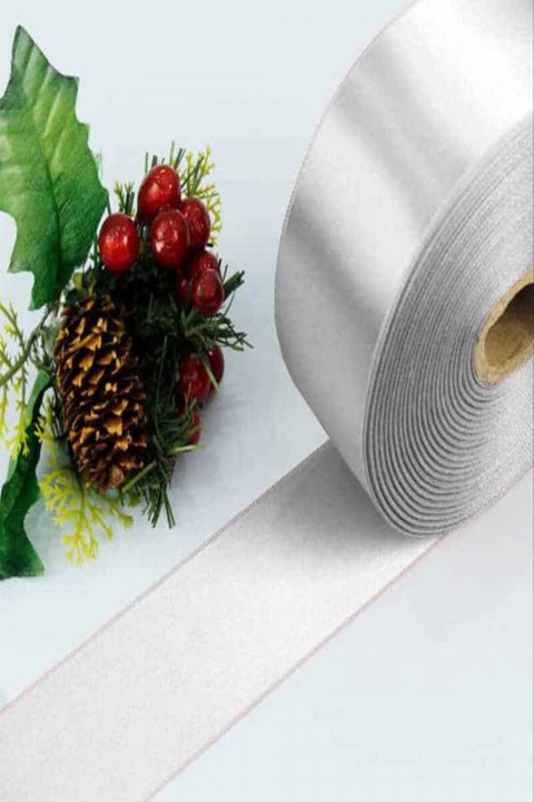 100 Metre Beyaz Saten Şerit Top