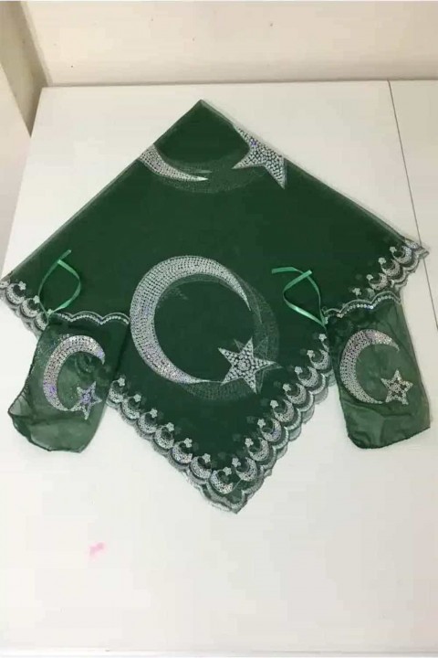 10’lu Alım Yeşil Pullu Ayyıldız Kına Örtüsü Duvak Set