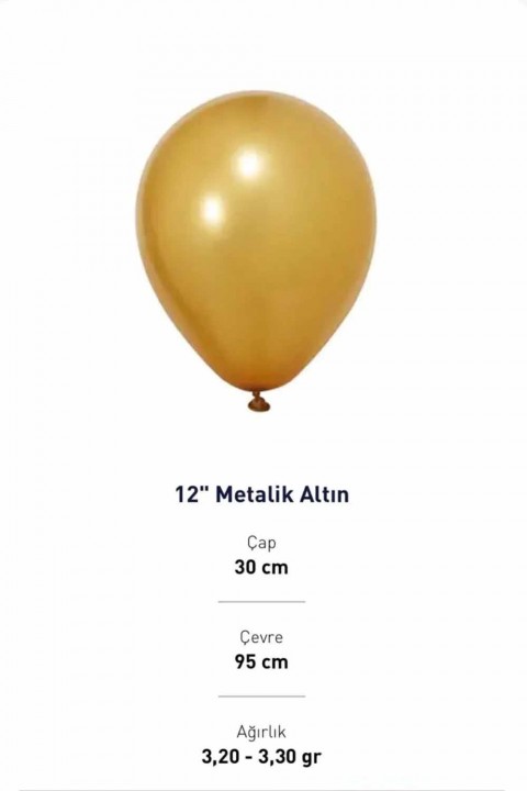 12” Metalik Altın Balon Evi 100’lü