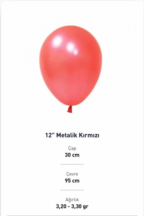 12” Metalik Kırmızı Balon Evi 100’lü
