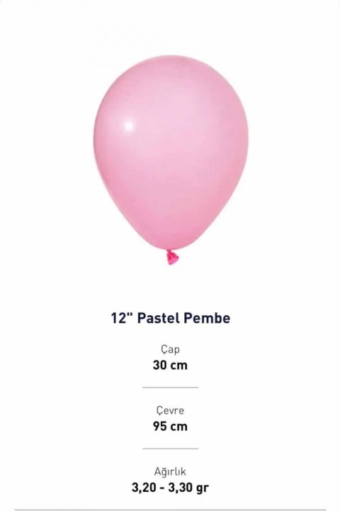 12” Pastel Pembe Balon Evi 100’lü