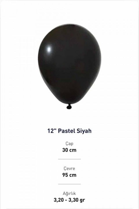 12” Pastel Siyah Balon Evi 100’lü