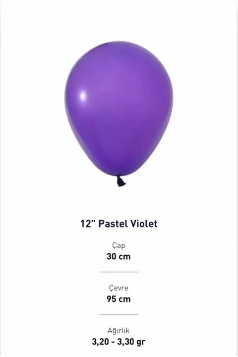 12” Pastel Violet Balon Evi 100′