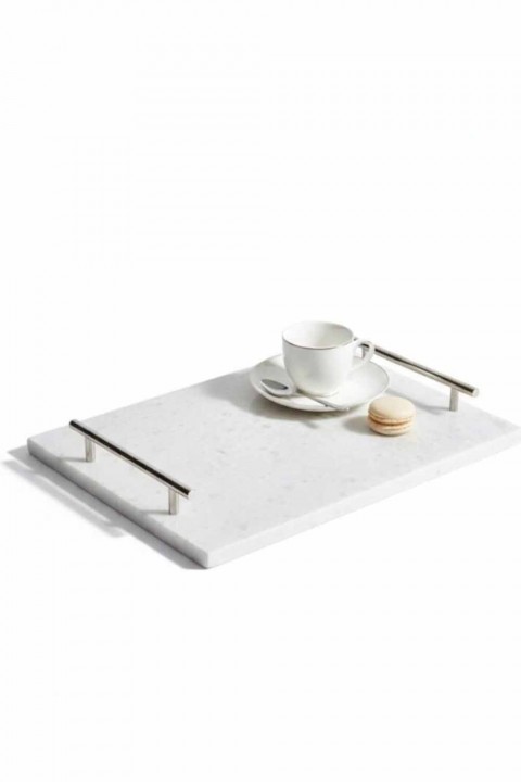 24x35 Beyaz Mermer Nişan Tepsi