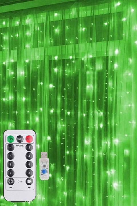 3x3 Yeşil Peri Perde Led Usb Kumandalı