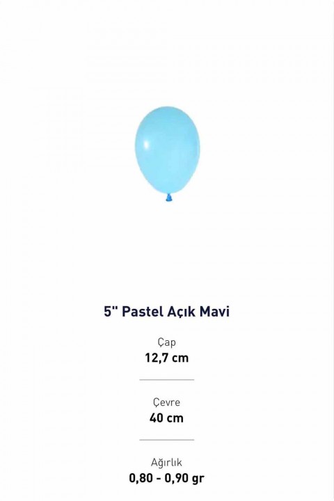 5” Açık Mavi Pastel balon Evi 100’lü